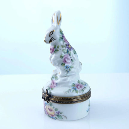 Peint Main Limoges Trinket Box Rabbit Hand Painted - Estate Fresh Austin