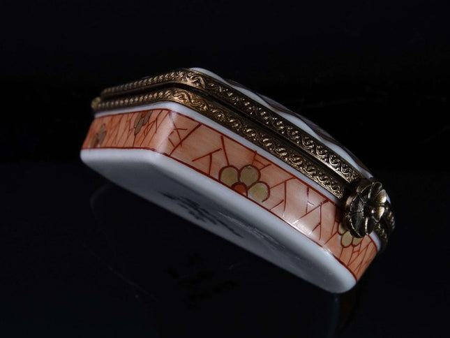 Peint Mein Limoges Fan shaped hand painted trinket box - Estate Fresh Austin