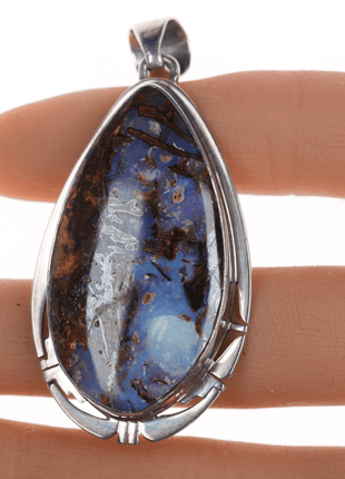 Pete Sanchez Isleta sterling silver and boulder opal pendant - Estate Fresh Austin