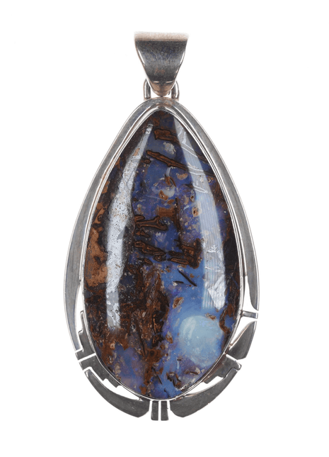 Pete Sanchez Isleta sterling silver and boulder opal pendant - Estate Fresh Austin