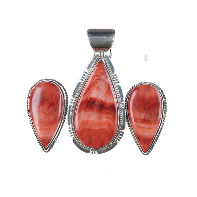 Pete Sanchez Maria Platero Navajo sterling silver spiny oyster earrings/pendant - Estate Fresh Austin