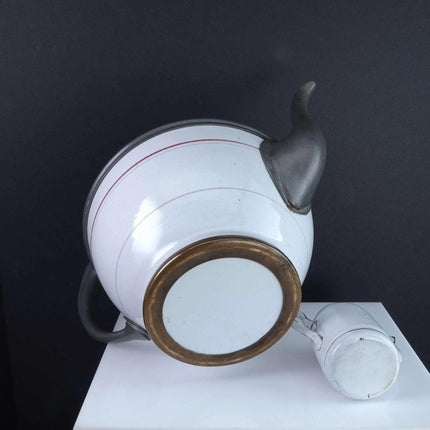 Pewter trimmed Graniteware Tea Kettle with Childrens Granite ware Teapot - Estate Fresh Austin