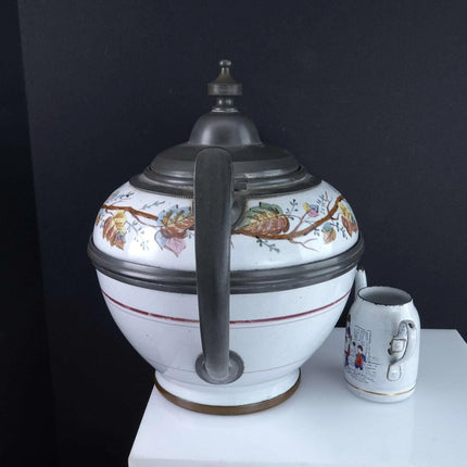 Pewter trimmed Graniteware Tea Kettle with Childrens Granite ware Teapot - Estate Fresh Austin