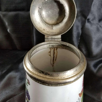 Pewter trimmed Graniteware Teapot with Berry Decoration c.1890 Manning bowman - Estate Fresh Austin