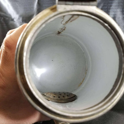 Pewter trimmed Graniteware Teapot with Berry Decoration c.1890 Manning bowman - Estate Fresh Austin