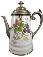 Pewter trimmed Graniteware Teapot with Berry Decoration c.1890 Manning bowman - Estate Fresh Austin