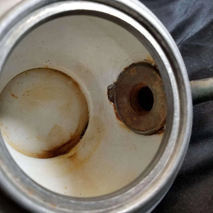 Pewter trimmed Graniteware Teapot with Flower decoration c.1890 - Estate Fresh Austin