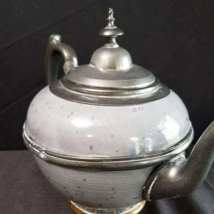 Pewter trimmed Grey Graniteware Teapot with c.1890 - Estate Fresh Austin