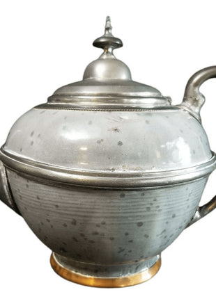 Pewter trimmed Grey Graniteware Teapot with c.1890 - Estate Fresh Austin