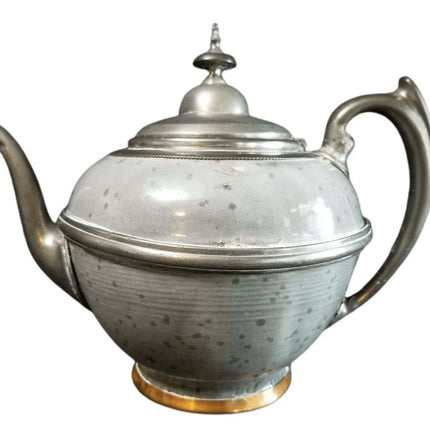 Pewter trimmed Grey Graniteware Teapot with c.1890 - Estate Fresh Austin