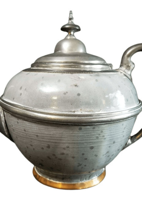 Pewter trimmed Grey Graniteware Teapot with c.1890 - Estate Fresh Austin