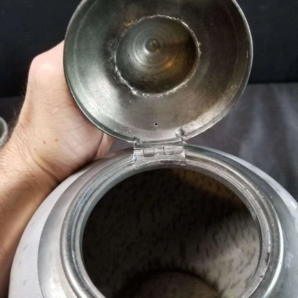 Pewter trimmed Grey Graniteware Teapot with c.1890 - Estate Fresh Austin