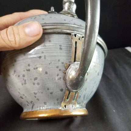 Pewter trimmed Grey Graniteware Teapot with c.1890 - Estate Fresh Austin