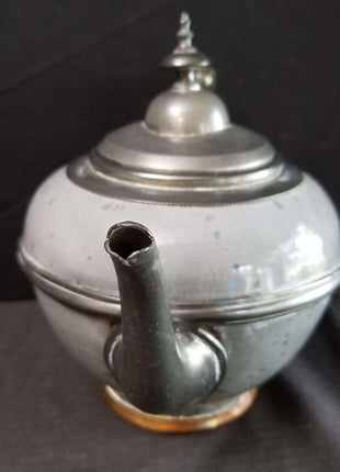 Pewter trimmed Grey Graniteware Teapot with c.1890 - Estate Fresh Austin