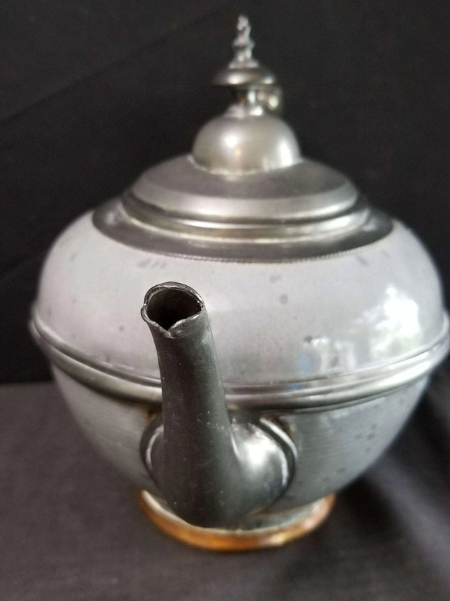 Pewter trimmed Grey Graniteware Teapot with c.1890 - Estate Fresh Austin