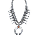 Phil Garcia Navajo Sterling and Coral Squash Blossom Necklace - Estate Fresh Austin
