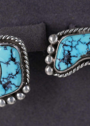 Phil Zachary Native American turquoise and sterling Feet earrings - Estate Fresh Austin