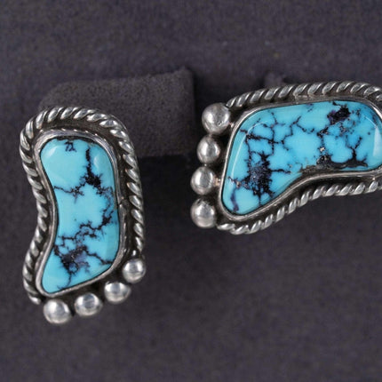 Phil Zachary Native American turquoise and sterling Feet earrings - Estate Fresh Austin