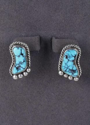 Phil Zachary Native American turquoise and sterling Feet earrings - Estate Fresh Austin