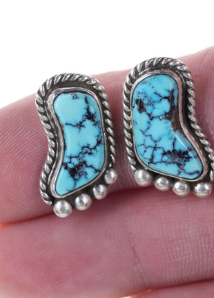 Phil Zachary Native American turquoise and sterling Feet earrings - Estate Fresh Austin