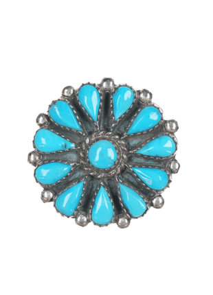 Phyllis Coonsis Zuni silver and turquoise cluster pendant/pin - Estate Fresh Austin