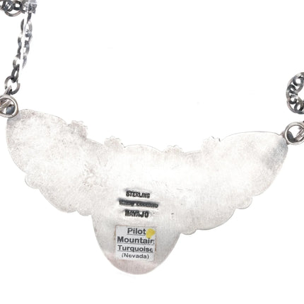 Pilot Mountain Turquoise sterling bib Necklace Jimmy Secatero Navajo - Estate Fresh Austin