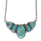 Pilot Mountain Turquoise sterling bib Necklace Jimmy Secatero Navajo - Estate Fresh Austin