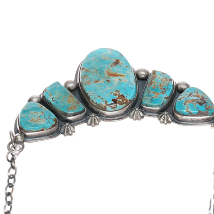 Pilot Mountain Turquoise sterling bib Necklace Jimmy Secatero Navajo - Estate Fresh Austin