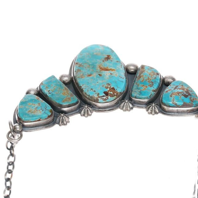 Pilot Mountain Turquoise sterling bib Necklace Jimmy Secatero Navajo - Estate Fresh Austin