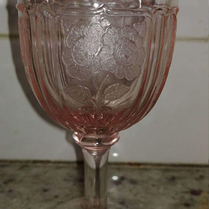 Pink Mayfair Open Rose wine glass Depression 4.5" 3oz 1930's Mint (multiple avai - Estate Fresh Austin