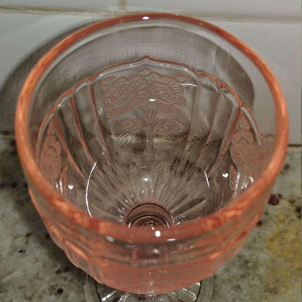 Pink Mayfair Open Rose wine glass Depression 4.5" 3oz 1930's Mint (multiple avai - Estate Fresh Austin