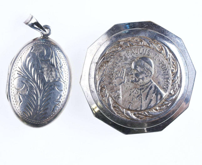 Pope Paul VI Silver Rosary/pill box and Sterling keepsake pendant - Estate Fresh Austin