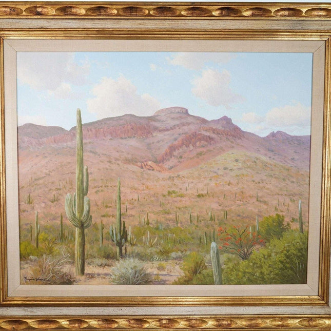 Porfirio Salinas (1910–1973) Big Bend Texas/Mexico Landscape Oil on Canvas - Estate Fresh Austin