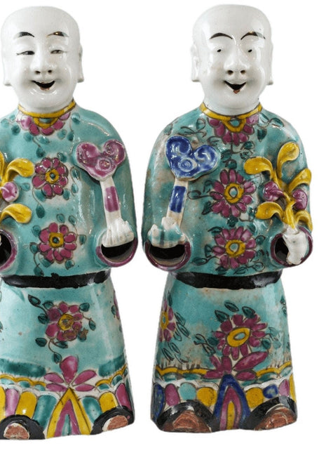 Pr Antique Chinese Famille rose Monk Figures - Estate Fresh Austin