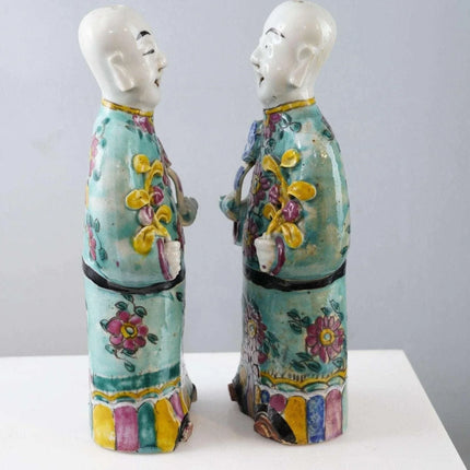 Pr Antique Chinese Famille rose Monk Figures - Estate Fresh Austin