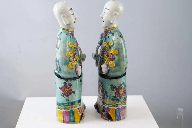 Pr Antique Chinese Famille rose Monk Figures - Estate Fresh Austin