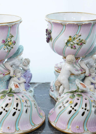 Pr Antique Meissen Potpourri vases - Estate Fresh Austin