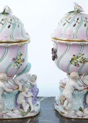 Pr Antique Meissen Potpourri vases - Estate Fresh Austin