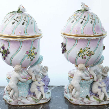 Pr Antique Meissen Potpourri vases - Estate Fresh Austin