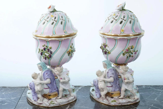 Pr Antique Meissen Potpourri vases - Estate Fresh Austin
