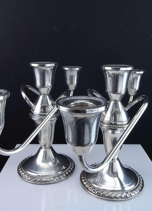 Pr Duchin Sterling Weighted Candelabras 3 lite - Estate Fresh Austin