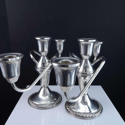 Pr Duchin Sterling Weighted Candelabras 3 lite - Estate Fresh Austin