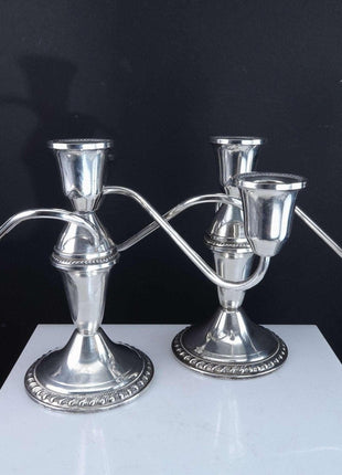 Pr Duchin Sterling Weighted Candelabras 3 lite - Estate Fresh Austin