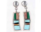 Pr Vintage Native American Sterling/natural stone channel inlay earrings - Estate Fresh Austin