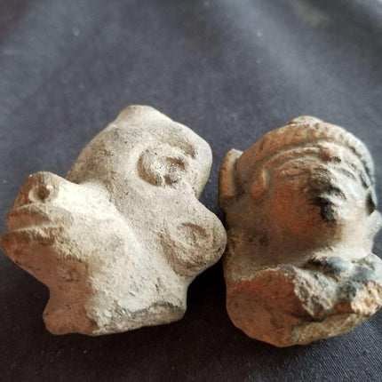 Pre Columbian Pottery Lot Effigy Figural Miniatures Beads Aztec Incan Nat - Estate Fresh Austin