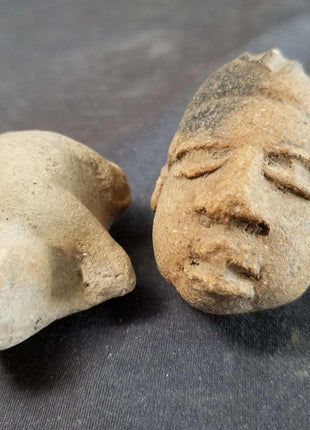 Pre Columbian Pottery Lot Effigy Figural Whistle head Aztec Incan Native Americ - Estate Fresh Austin