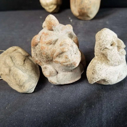 Pre Columbian Pottery Lot Effigy pendant Figural head Aztec Incan Native America - Estate Fresh Austin