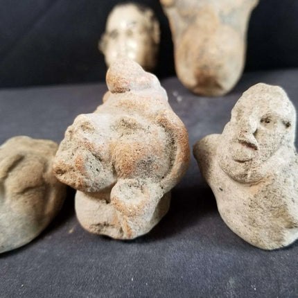 Pre Columbian Pottery Lot Effigy pendant Figural head Aztec Incan Native America - Estate Fresh Austin