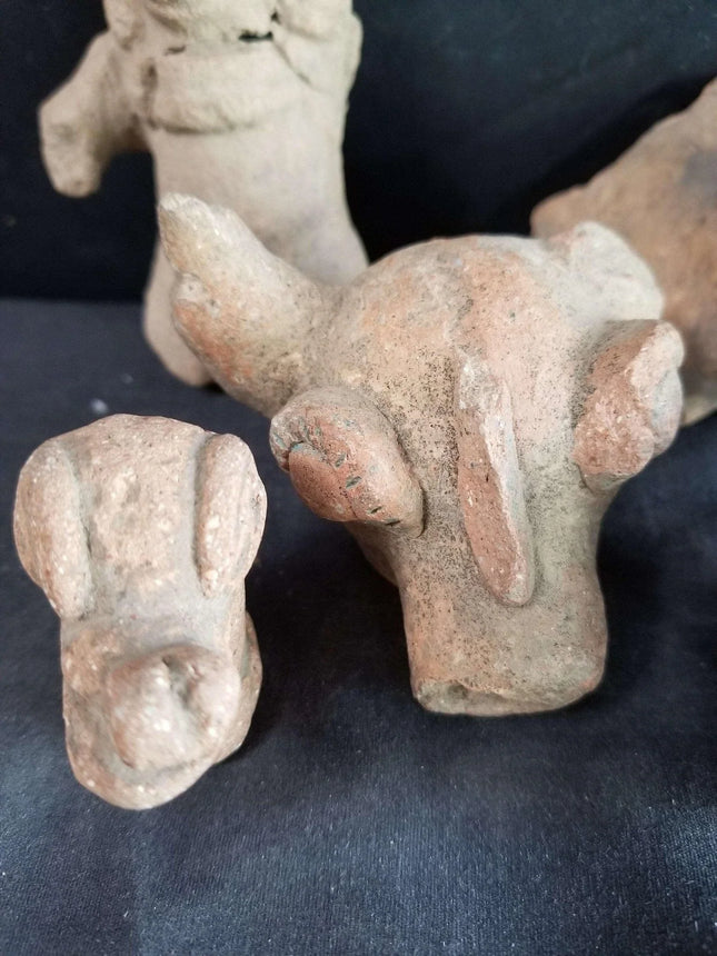 Pre Columbian Pottery Lot Whistle Effigy Figural Miniatures Beads Aztec Incan N - Estate Fresh Austin