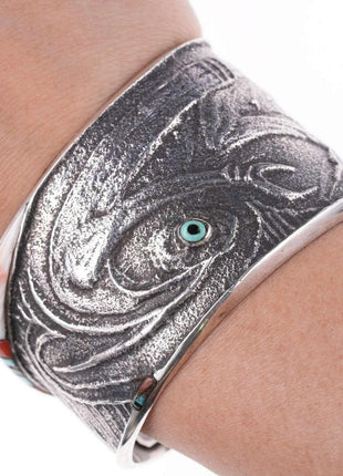 Preston Monongye Cuff Bracelet (Hopi) (1927 - 1987) Tufa Cast Silver - Estate Fresh Austin